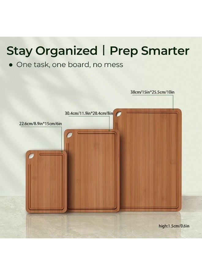 Home Smart Wooden Cutting Board set of 3 Modern wooden serving board, charcuterie board perfect addition in your kitchen. - Image 2